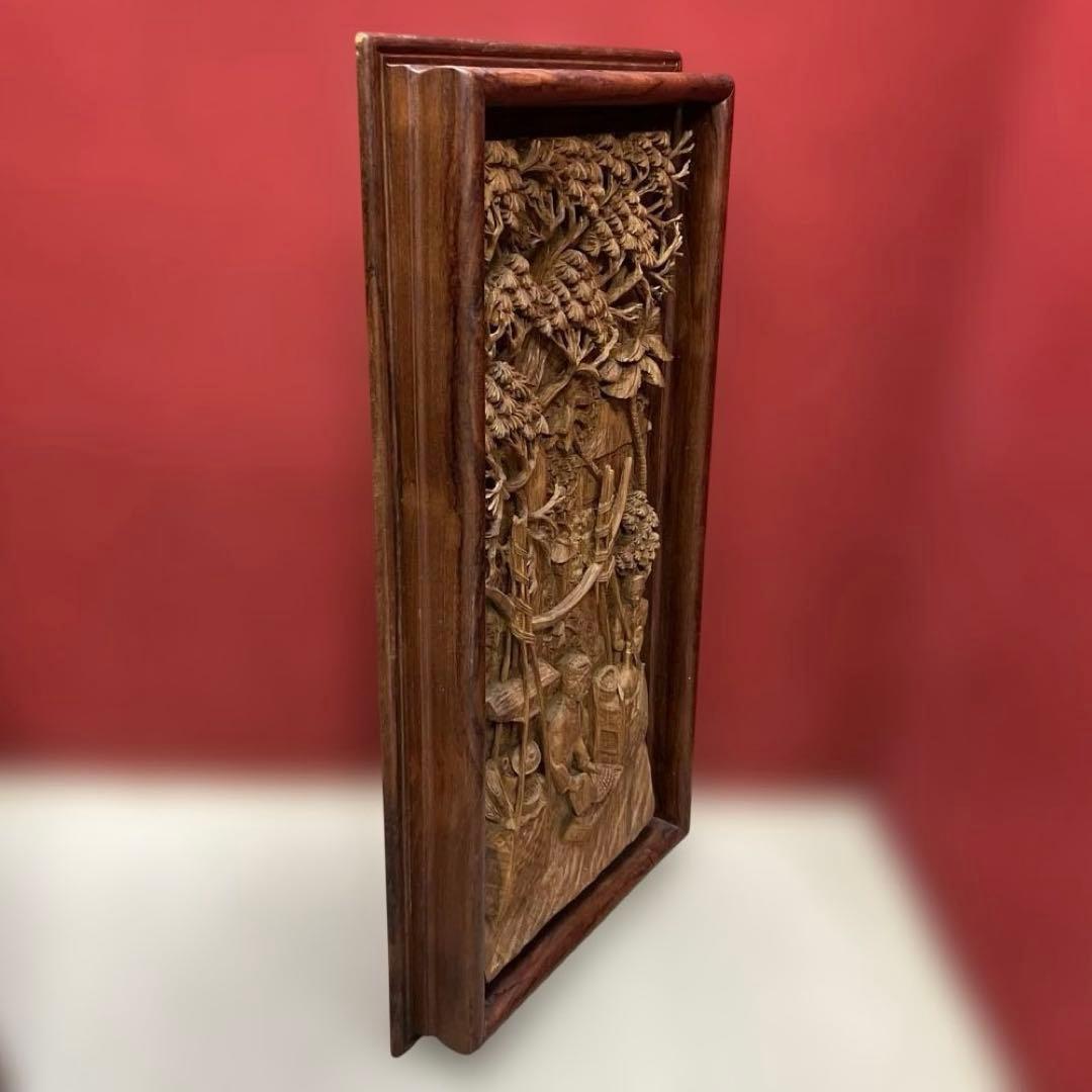 時代　木彫　浮き彫りの額C 約95.5×49.5㎝　東さ8-0131③