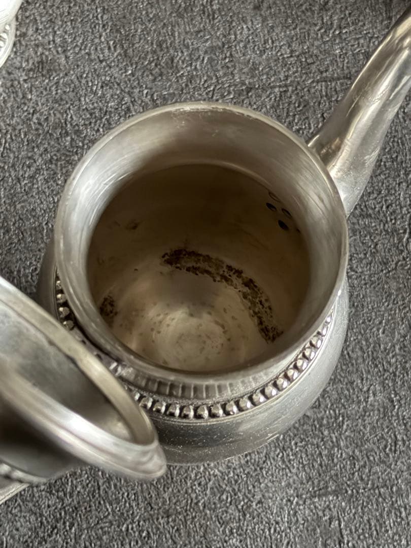 アンティーク　ポット&クリーマーセット　ピューター