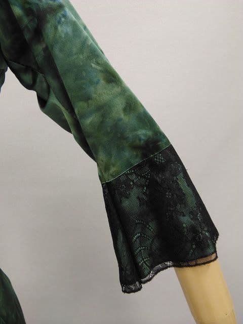 フラメンコ ツーピース ドレス グリーン レース フリル ナジャハウス Mサイズ