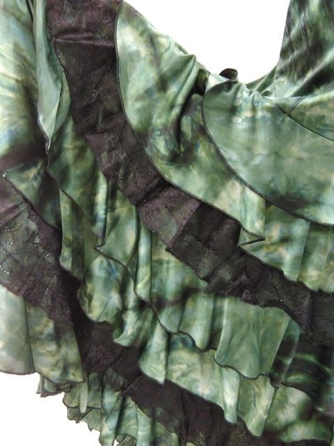 フラメンコ ツーピース ドレス グリーン レース フリル ナジャハウス Mサイズ