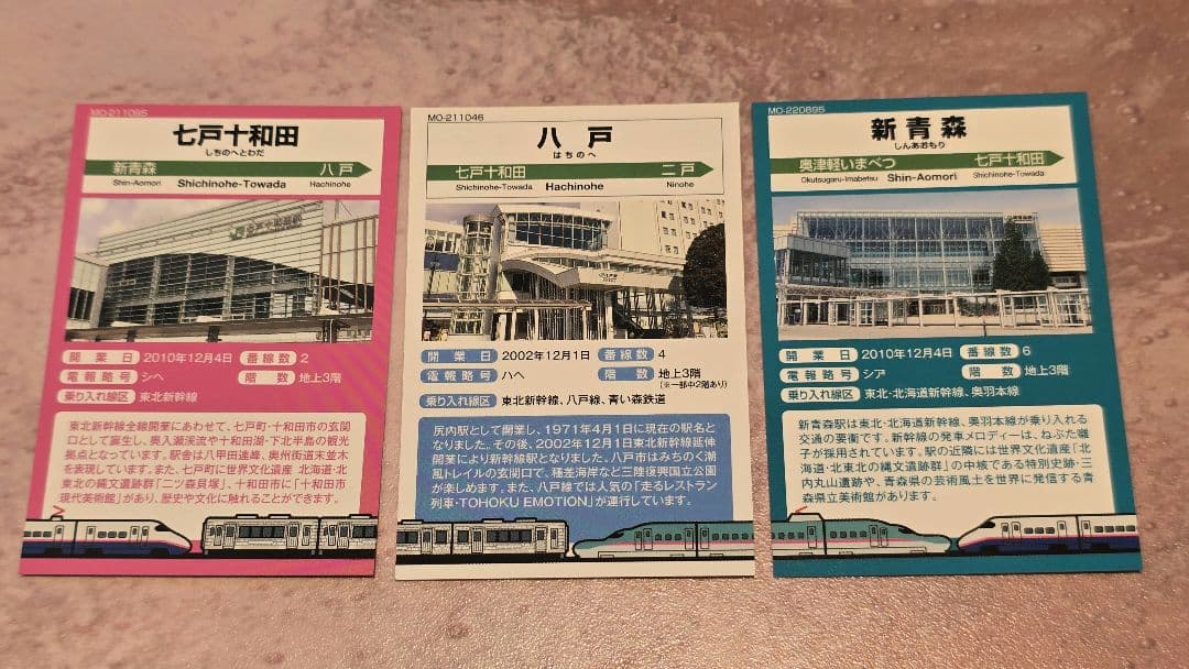 東北新幹線全線開業15周年記念駅カード3種