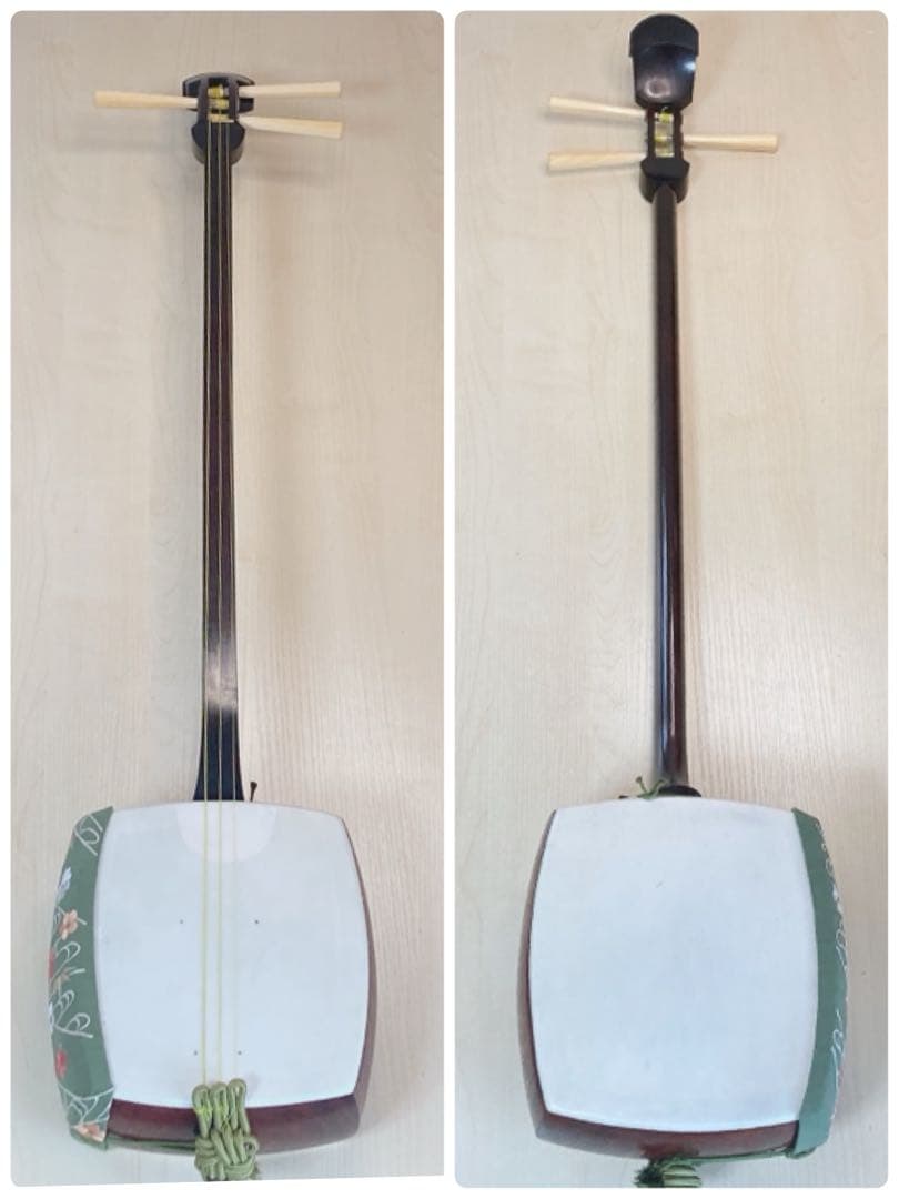 長唄三味線　舞台用　仮継有り　紅木　すぐ弾ける　糸巻き調節済み　高級細棹三味線