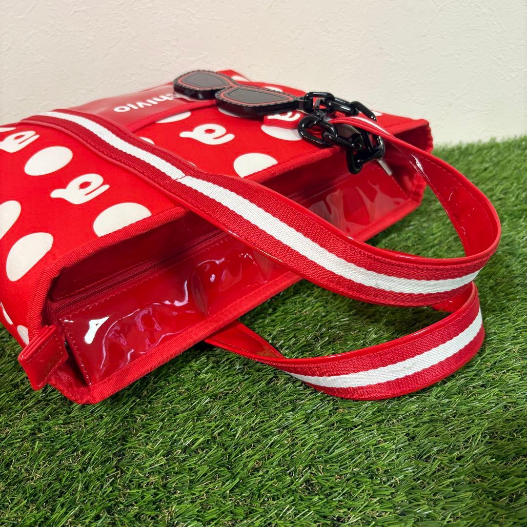 【archivio】チャーム付きミニトートバッグ　ゴルフ　アルチビオ　レッド