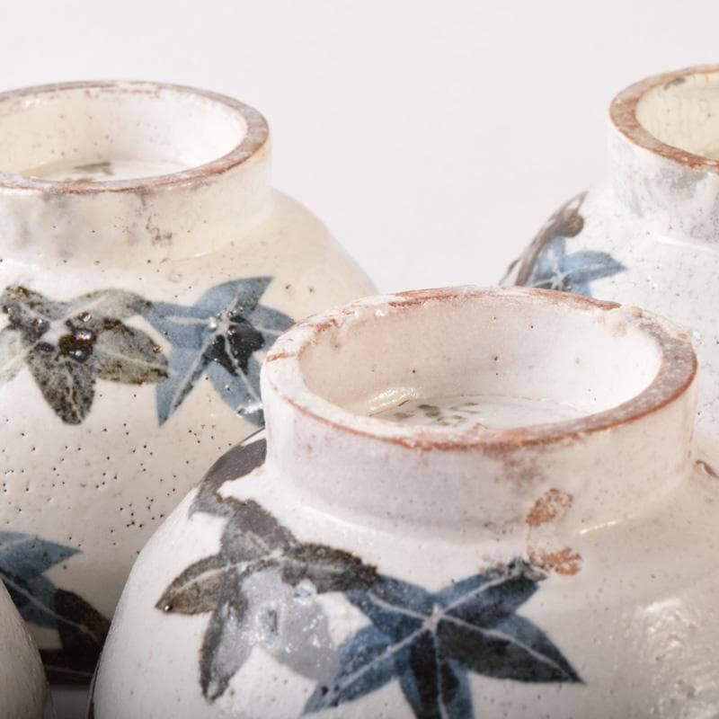 煎茶道具　水月窯　楓文　汲出茶碗　五客　共箱　V　7458