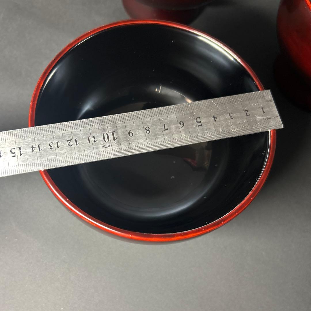 合鹿椀　輪島塗り　溜塗り　赤塗り5客