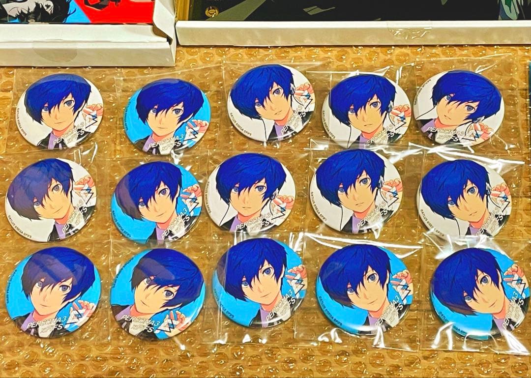 新品　ペルソナ3 主人公　結城理　アイギス　FIFS 缶バッジ　アクリルブロック
