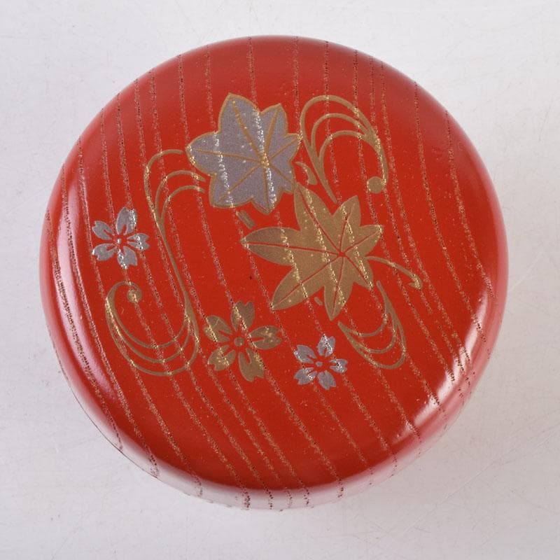 茶道具　朱塗　花草蒔絵　中棗　表千家即中斎花押　合わせ箱　V　8741