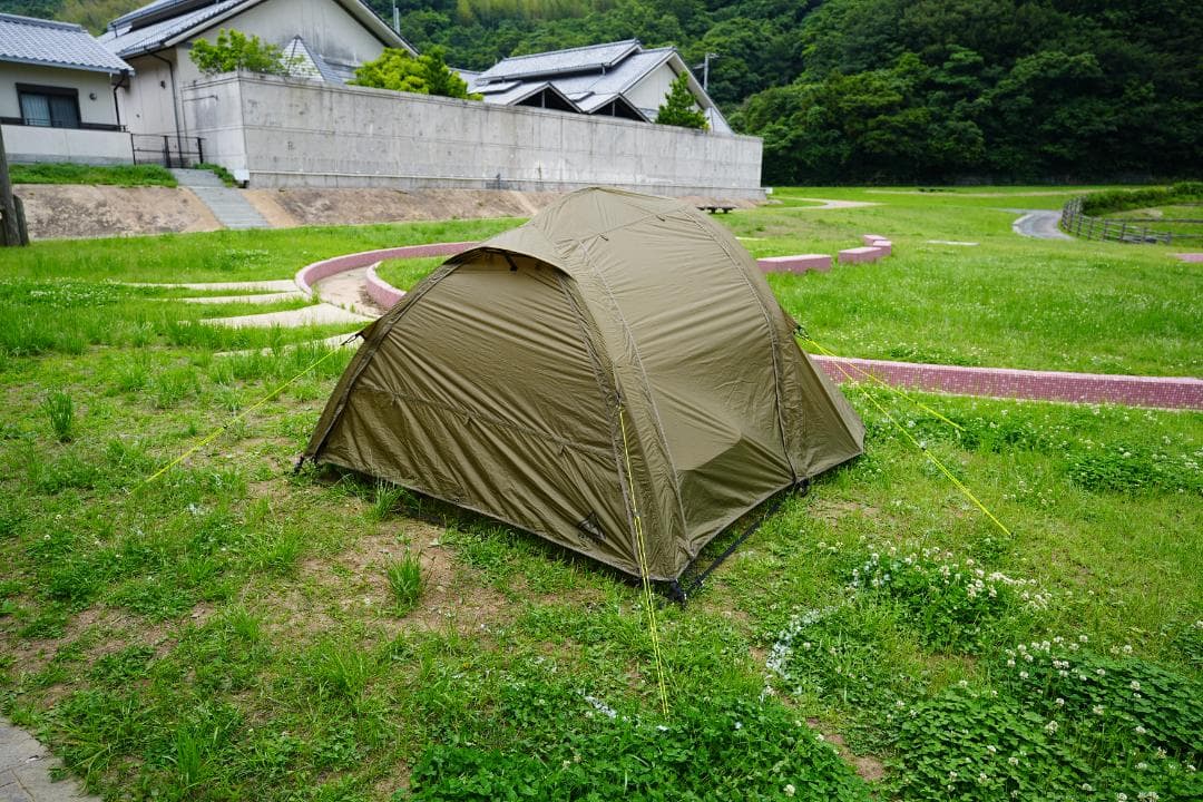 使用2回 焚火無 マエヒロドームプラス＆グランドシート付（注意：初期ペグ無し）