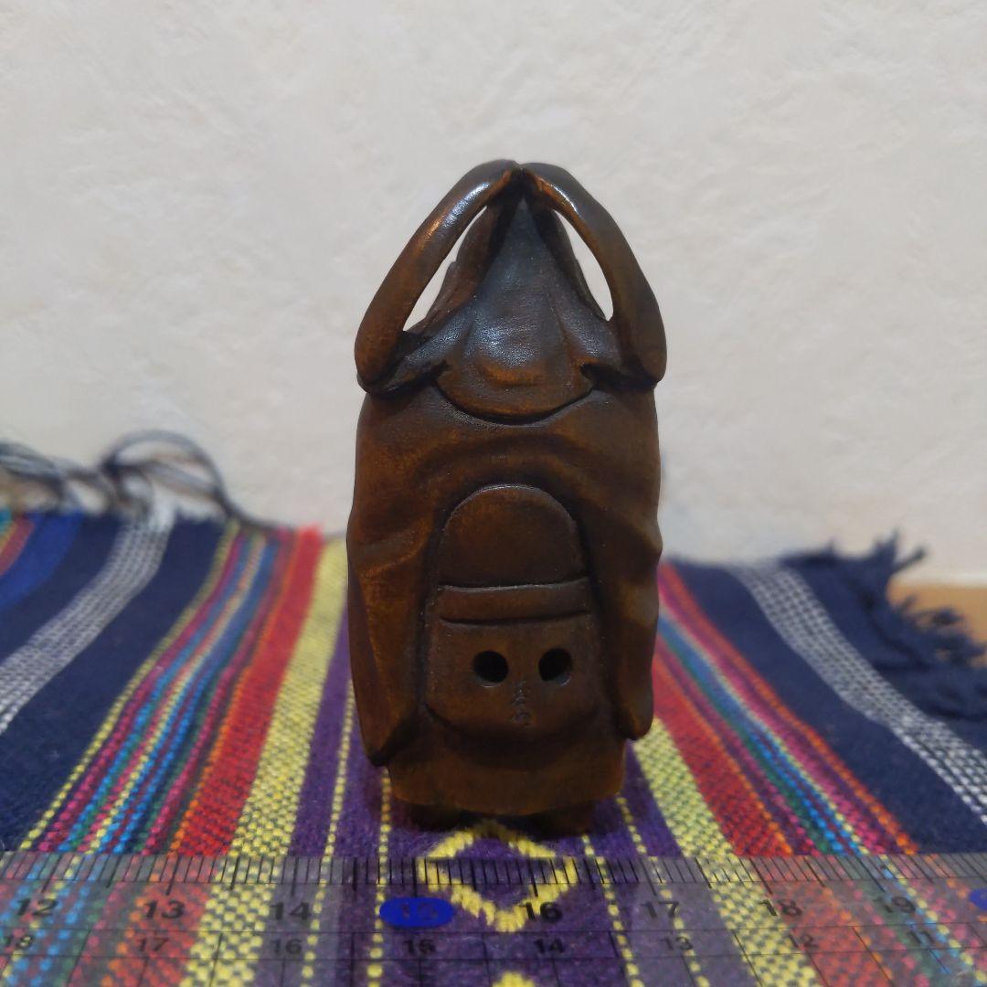 時代提げ物 緻密彫木製根付 在銘【鍾馗様】高さ約6.3cm 重さ約17ｇ厄除魔除
