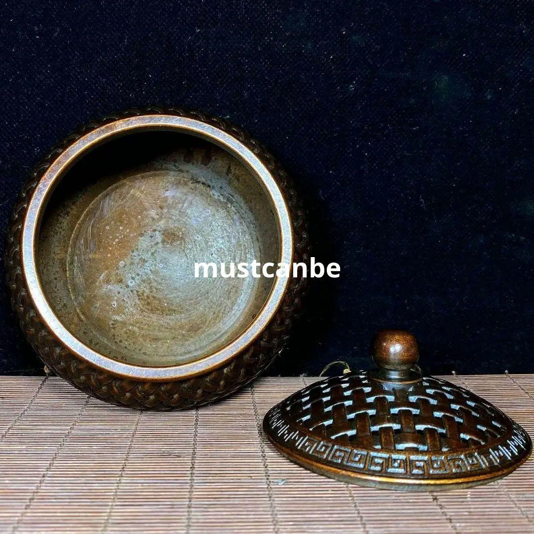 銅製 香炉 網蓋格子薫香炉 茶道香炉 装飾品 工芸品 置物