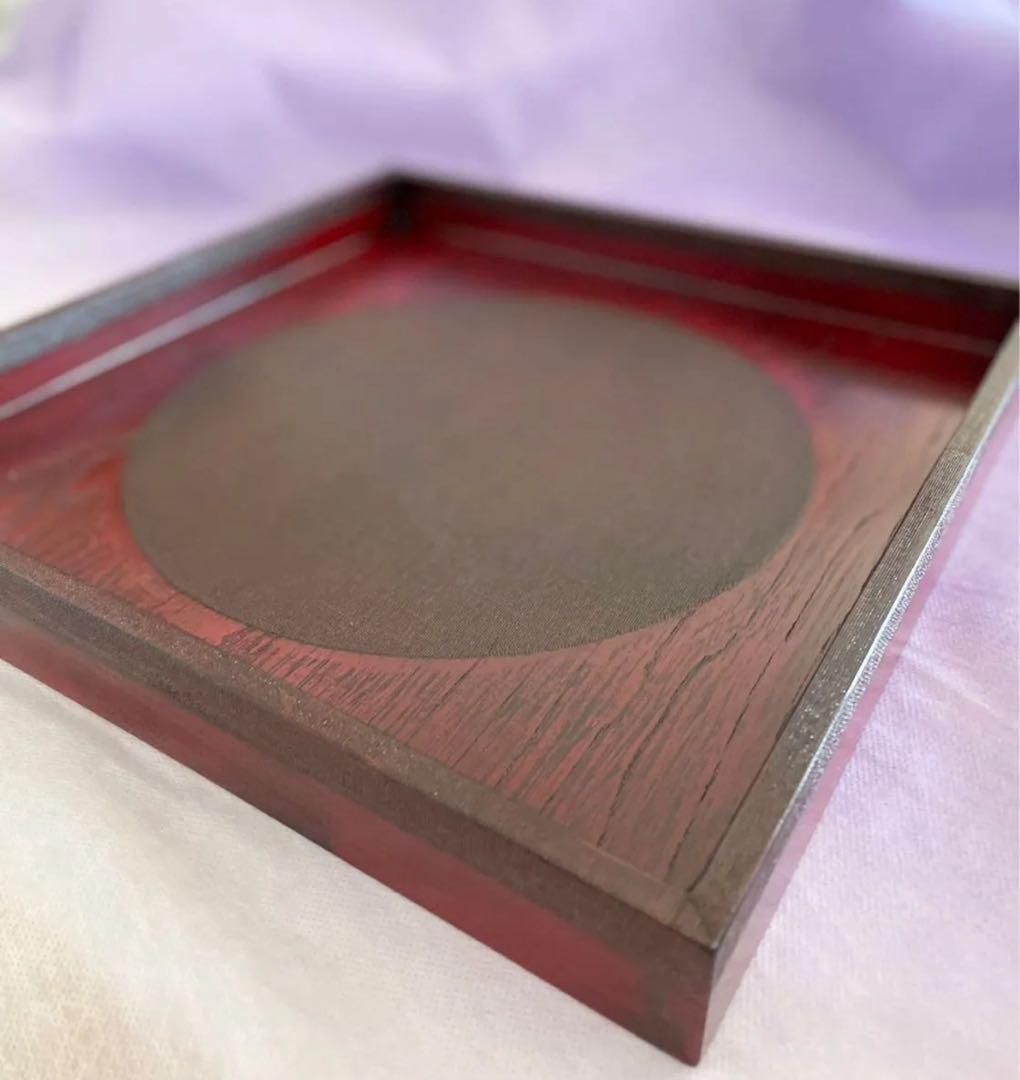 鈴木誠一郎作　紅布着尺一寸角膳33㌢　会津塗り