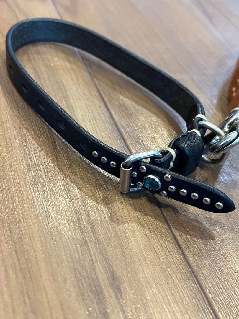 ronherman ロンハーマン スタッズ付きレザーリードと首輪セット 小型犬用