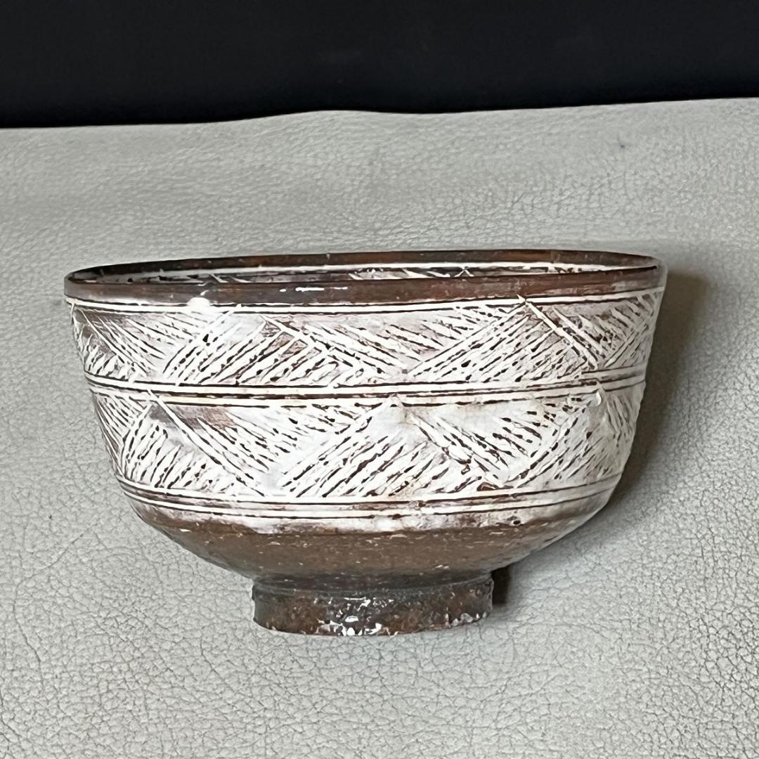 華中亭道八 三島茶碗 共箱 三嶋茶碗 抹茶碗 茶道具 【k3399】