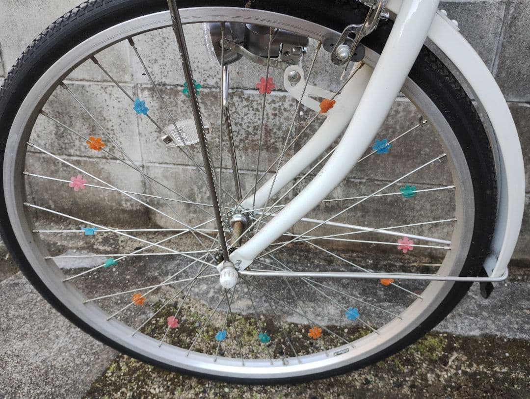 ★Ria★子供用自転車 紫色 カラフル花付き(24インチ)＆ヘルメット付き