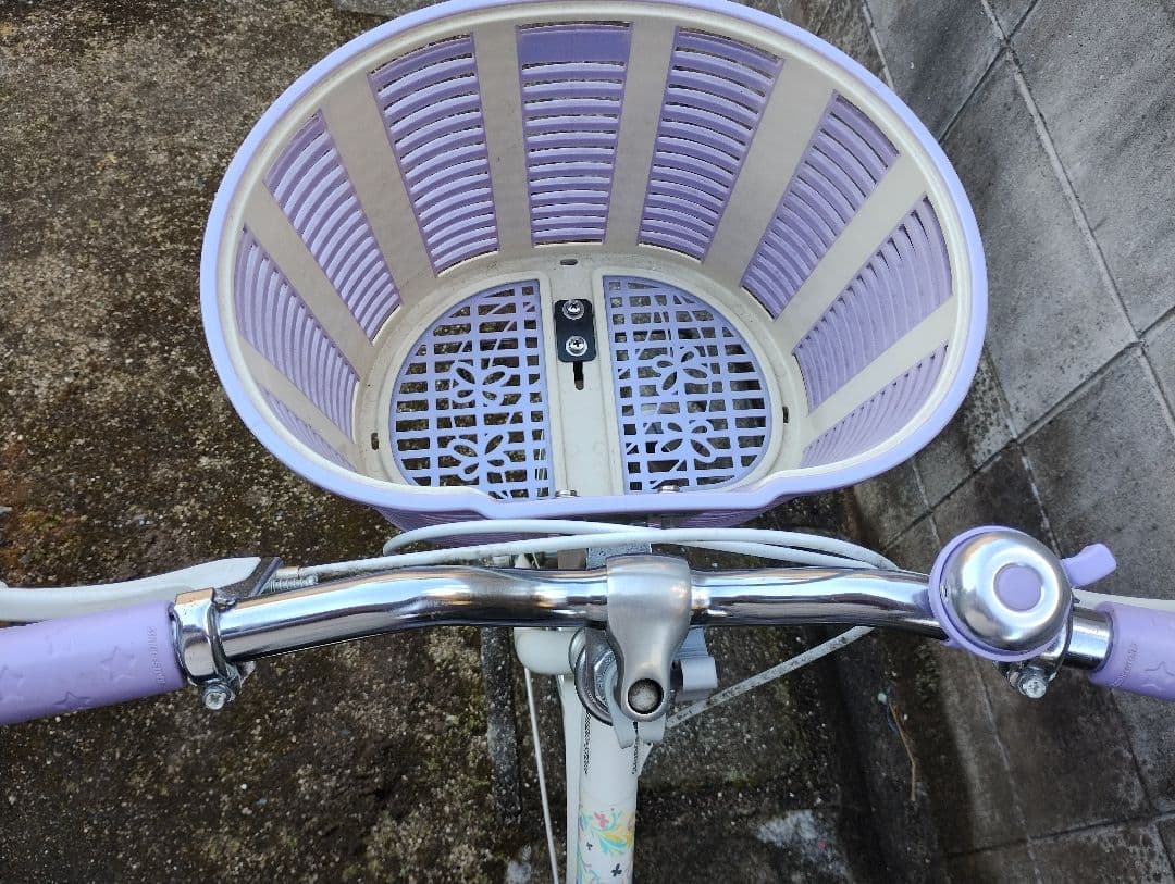 ★Ria★子供用自転車 紫色 カラフル花付き(24インチ)＆ヘルメット付き