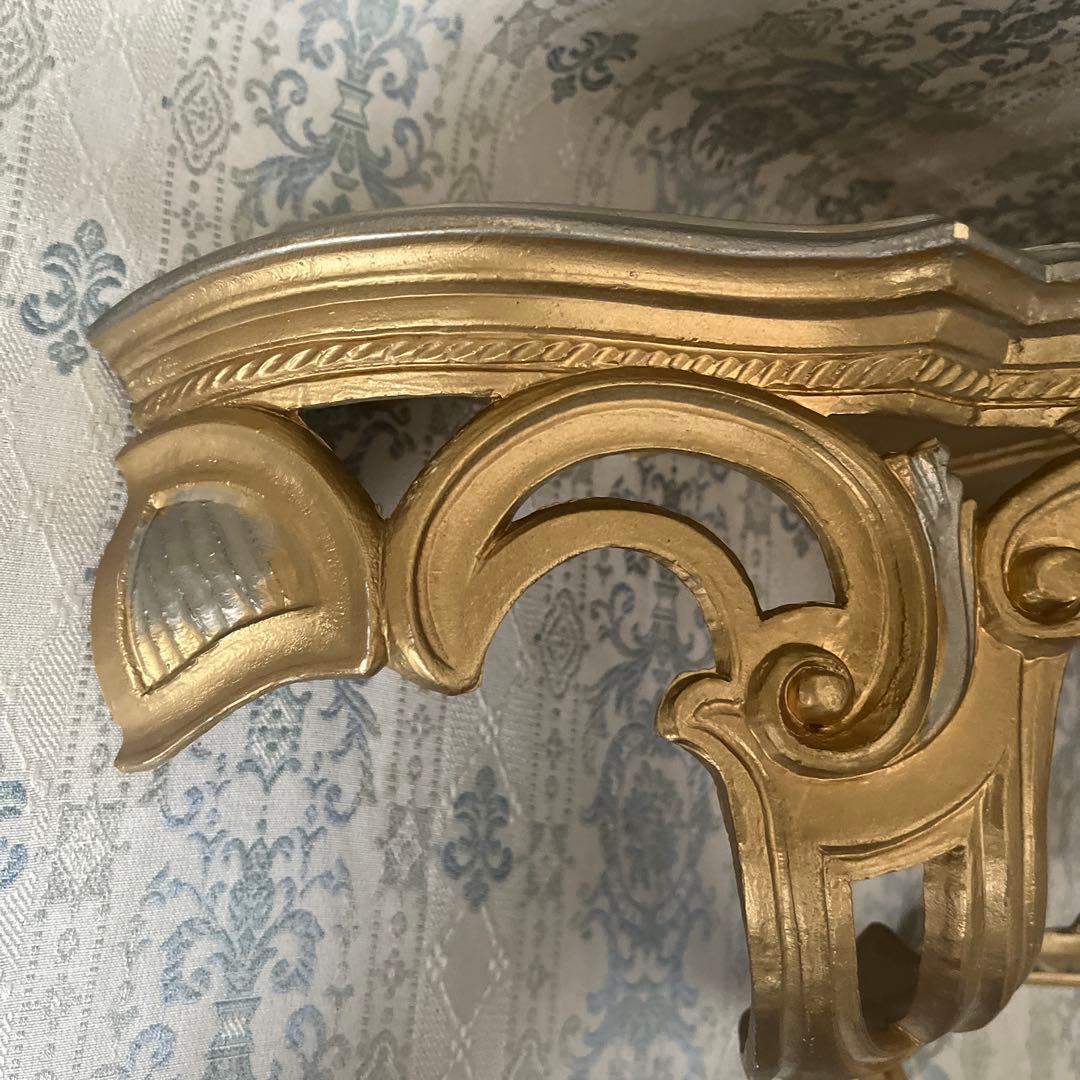 イタリア製 壁掛けコンソール② ウォールシェルフ ロココ調 アンティーク金色