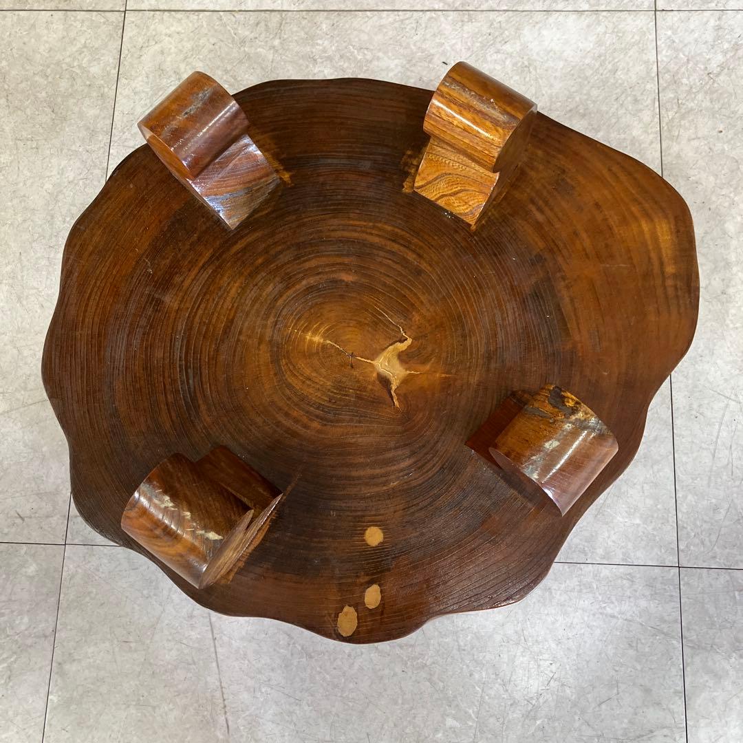 B-3 昭和レトロ 木製 天然木 一枚板 屋久杉 輪切り ちゃぶ台 テーブル