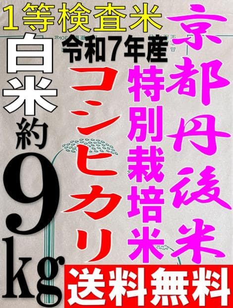 一等検査 特別栽培米 令和7年産 京都 丹後 コシヒカリ 白米 約9kg