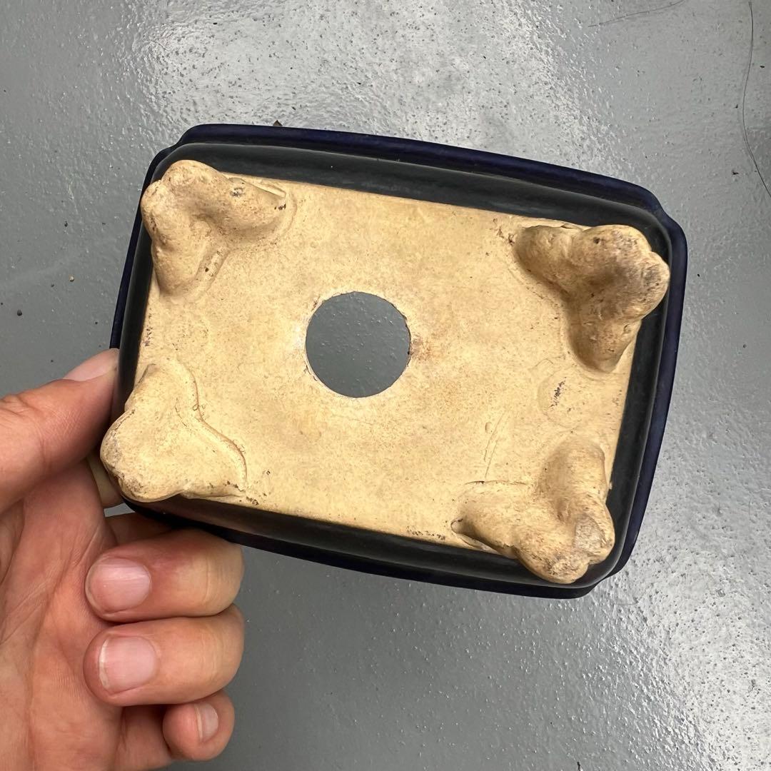 550.琉璃釉隅角雲足長方 古鉢 盆栽鉢 植木鉢 12.5*9.8*5.2cm