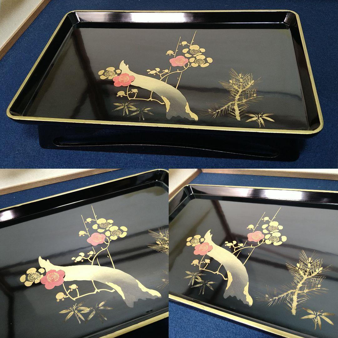 AH54 お屠蘇セット 木製漆塗 蒔絵 松竹梅図 専用紙箱入