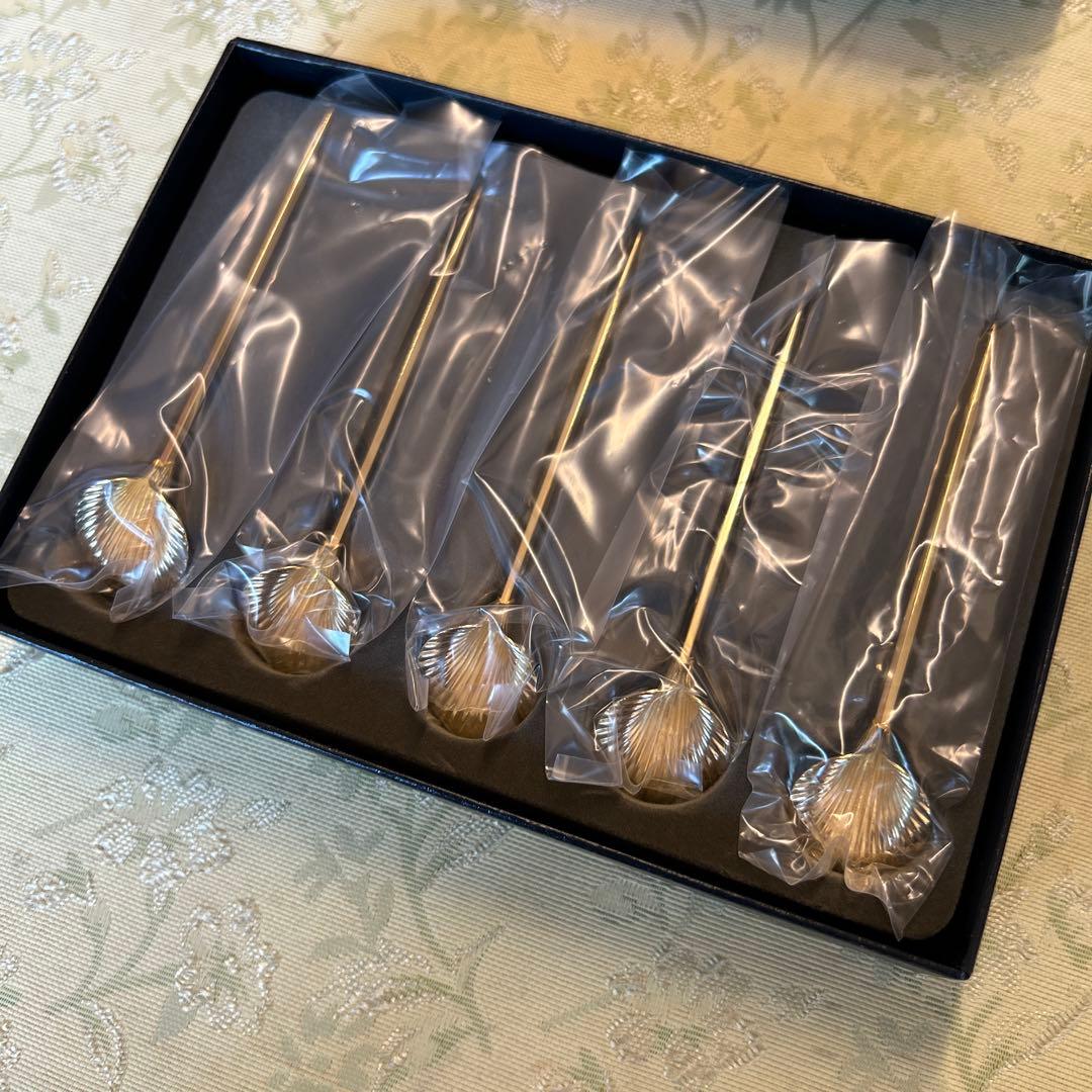 新品◆MITOMOTO フルーツピック ゴールド　5本セット