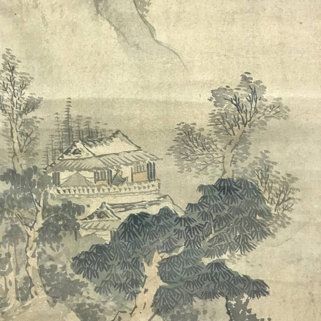 模写/谷文晁/山水図/山水佳趣図/山家図/山水人物図/掛軸名家伝来/AH-719