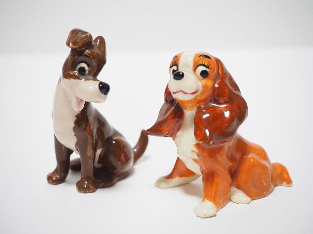 ディズニー　ビンテージ　犬　陶器　置物　インテリア　わんわん物語