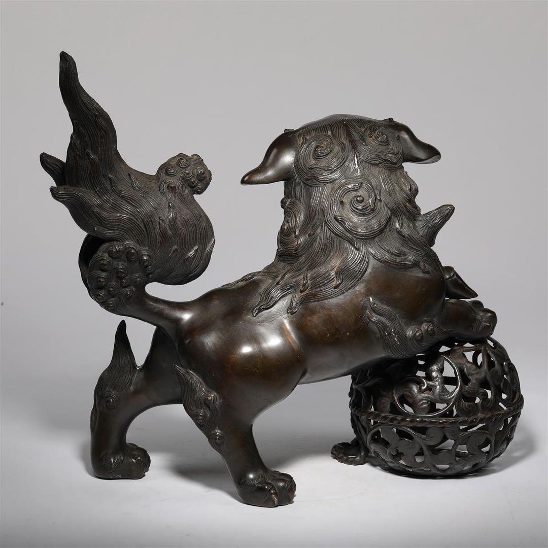 骨董品　古美術 銅獅子　開運置物