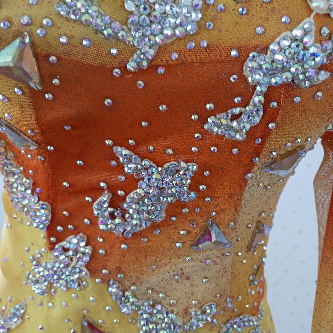 社交ダンスドレス オレンジと黄色のグラデーション