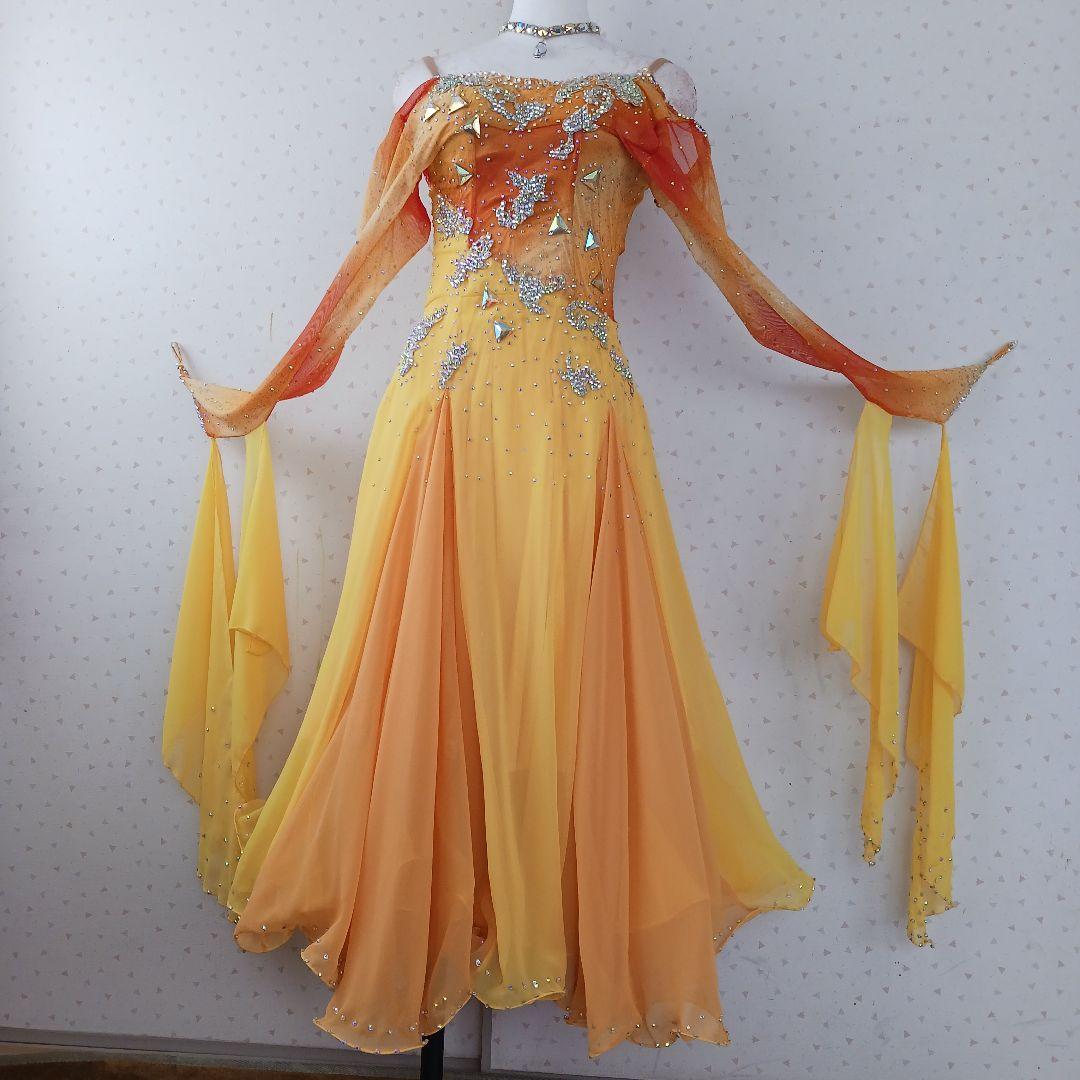 社交ダンスドレス オレンジと黄色のグラデーション