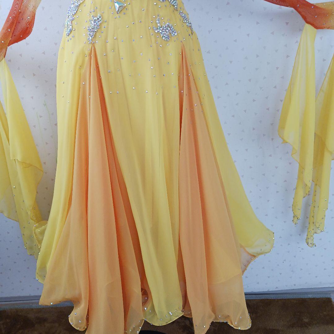 社交ダンスドレス オレンジと黄色のグラデーション