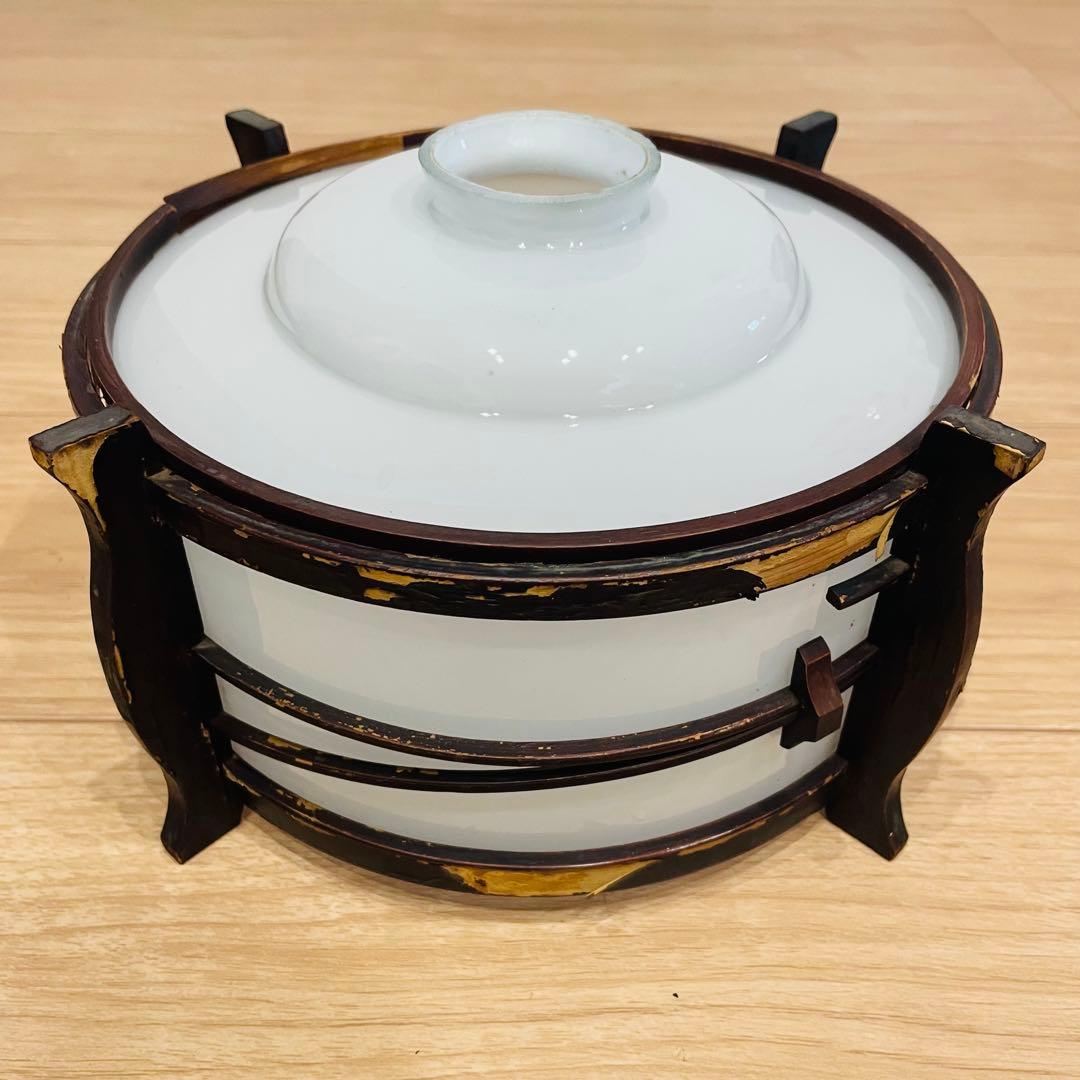 昭和レトロ 木飾枠 乳白ガラス ミルクガラス ペンダントライト 電笠 電傘 乳白