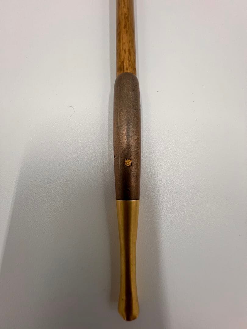 明治〜大正期 人物彫金刻印有 キセル一式 煙管 竹胴 皮袋・筒付