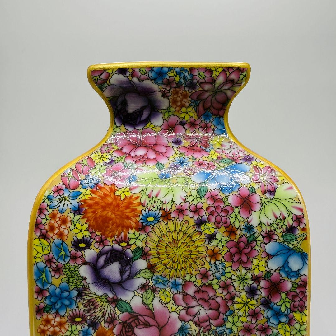 R108 万華彩蒔絵 花瓶（かびん）陶磁器 アンティーク