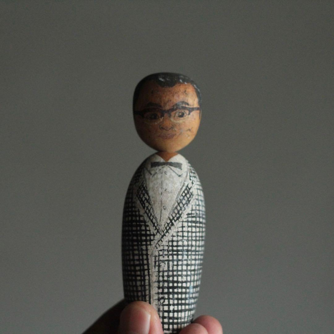 似顔絵こけし No.6 弔い 昭和37年 木偶 古道具 アンティーク