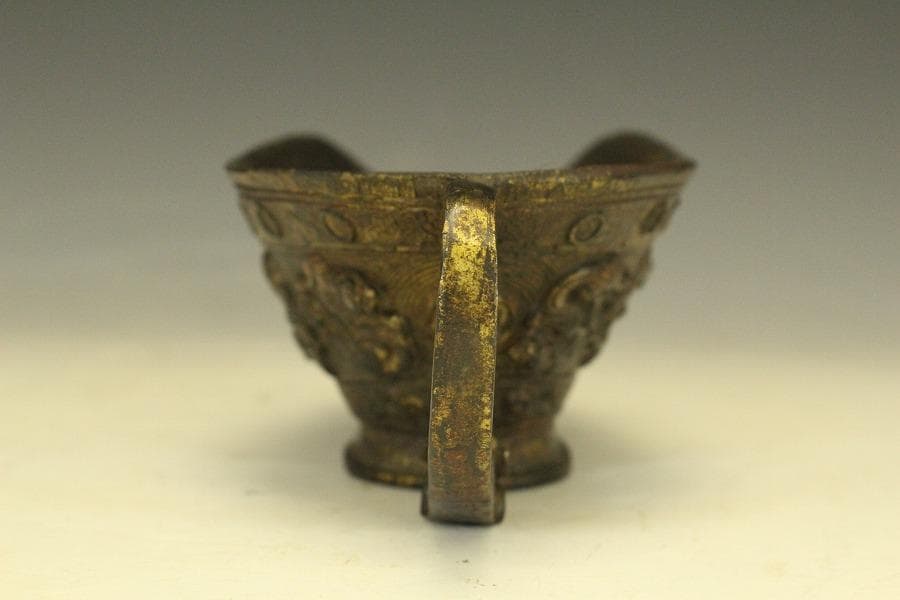 中国美術 古銅 龍紋 洗 文房具 匙(HA398)