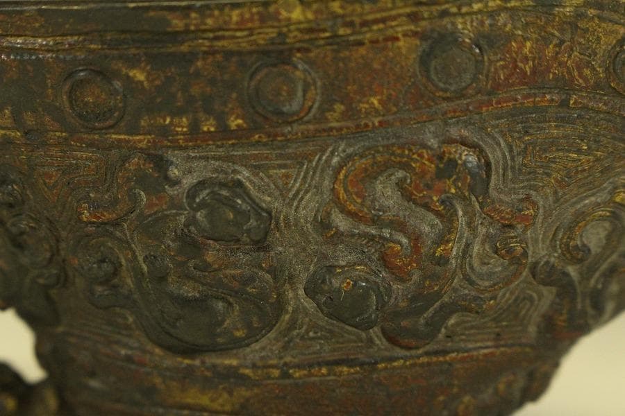 中国美術 古銅 龍紋 洗 文房具 匙(HA398)