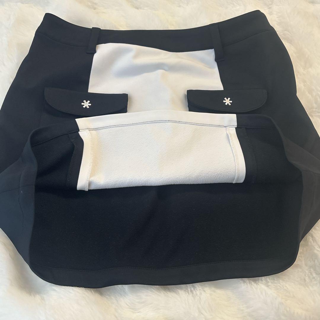 【美品】 ハチヤーズ 8YARDS スカート ゴルフウェア 黒×白 L 裏起毛