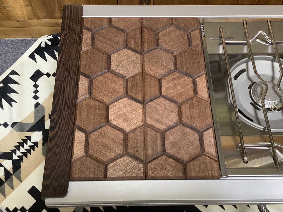 IGTテーブル天板　ハーフユニット2枚　ヘキサゴン134ウォールナット