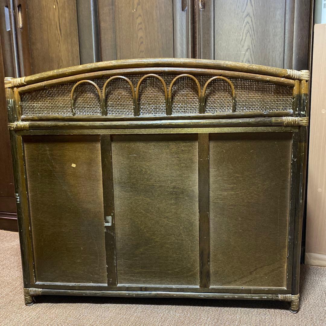 昭和レトロ　アンティーク籐ラタン8杯引き出しタンス ダークブラウン