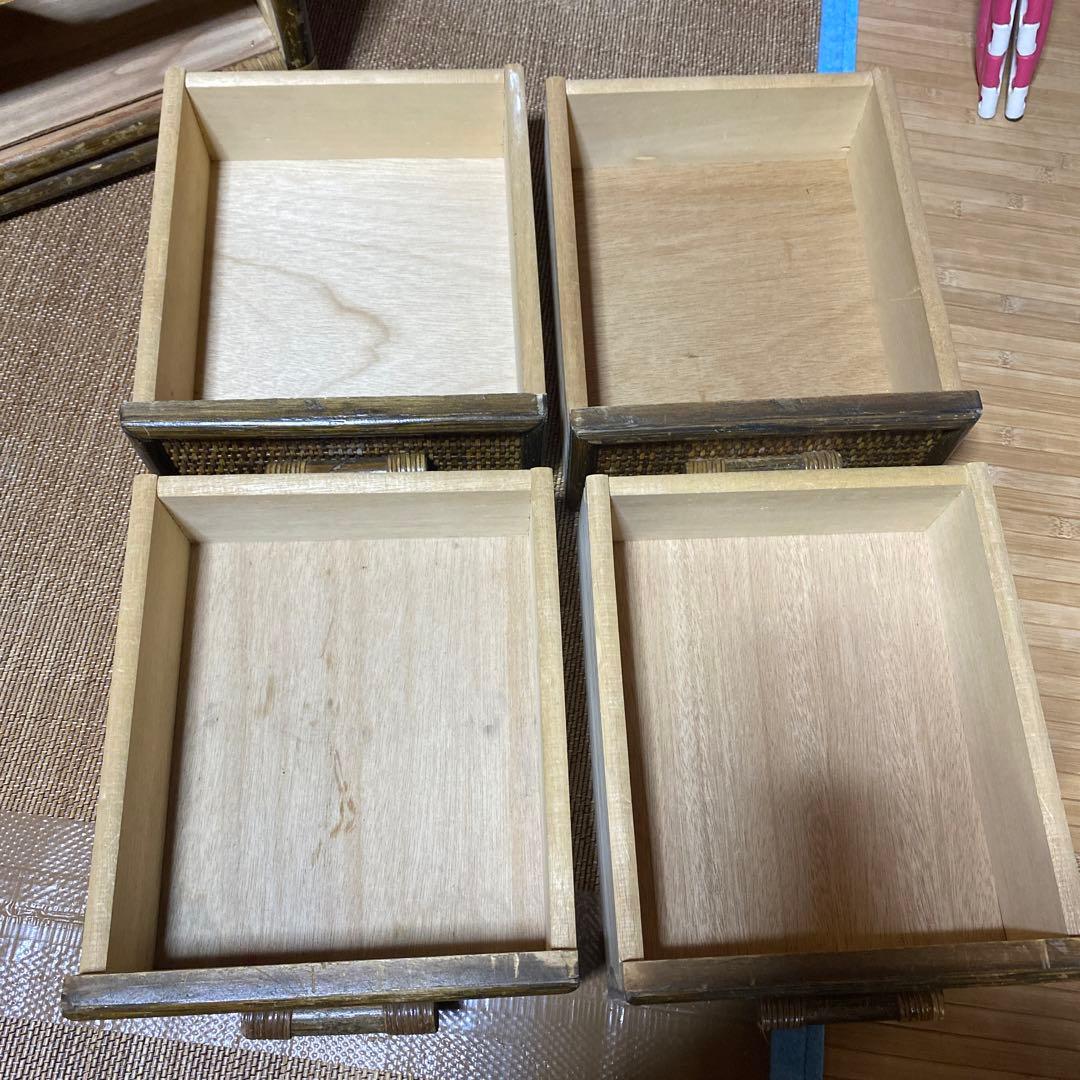 昭和レトロ　アンティーク籐ラタン8杯引き出しタンス ダークブラウン