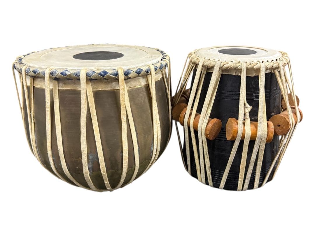 タブラセット（バヤン・ダヤン）インド民族楽器 伝統打楽器　ビンテージ