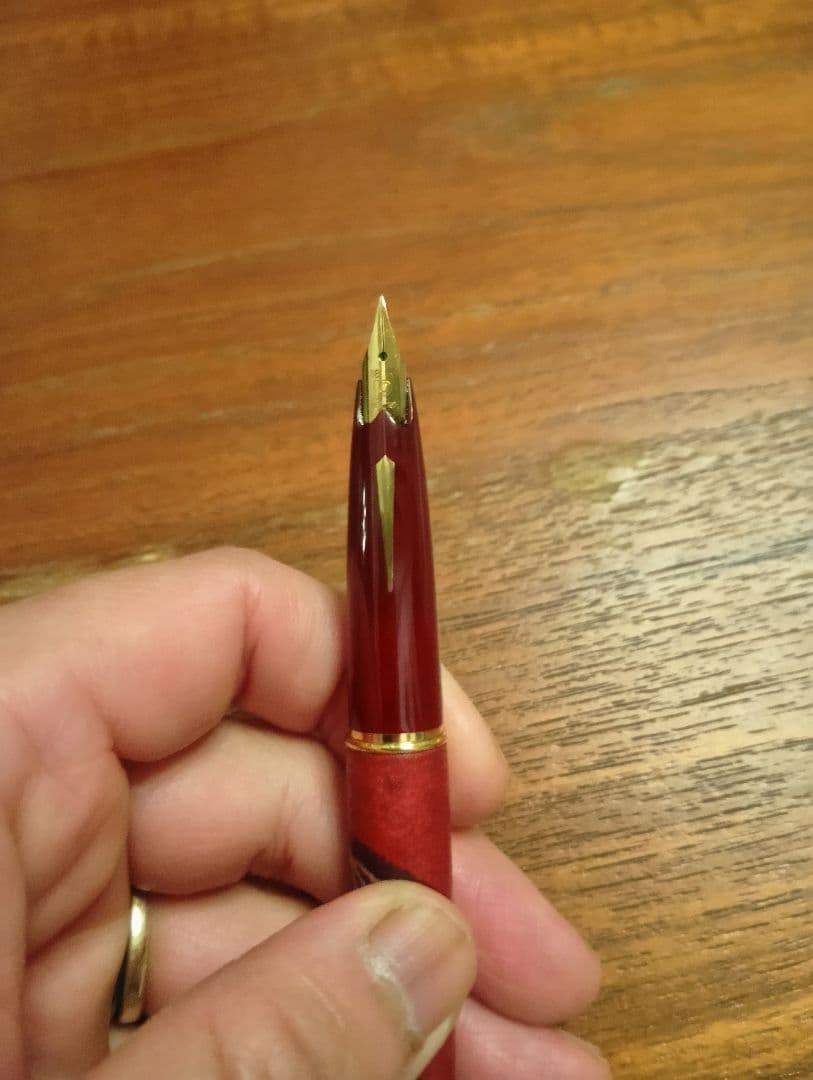 プラチナ　友禅染　羊革巻 18金先　万年筆