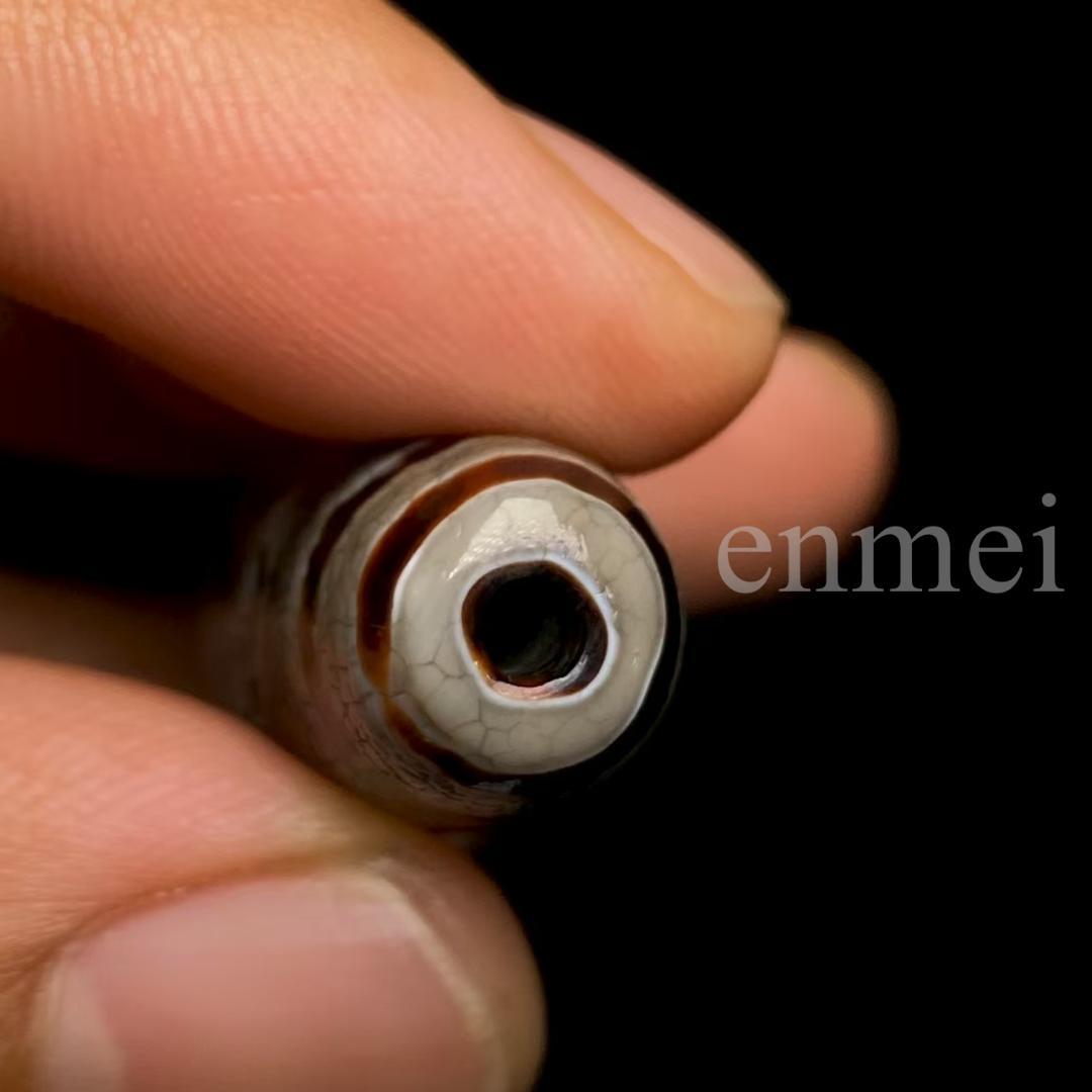 中国古美術・藏區老料・開片龍紋二眼天珠・西蔵手工芸・天然石・瑪瑙・闢邪消災・根付