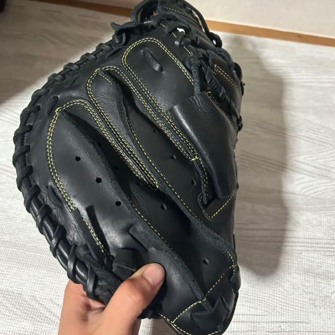 ZETT キャッチャーミット 軟式用 黒 編み込みデザイン