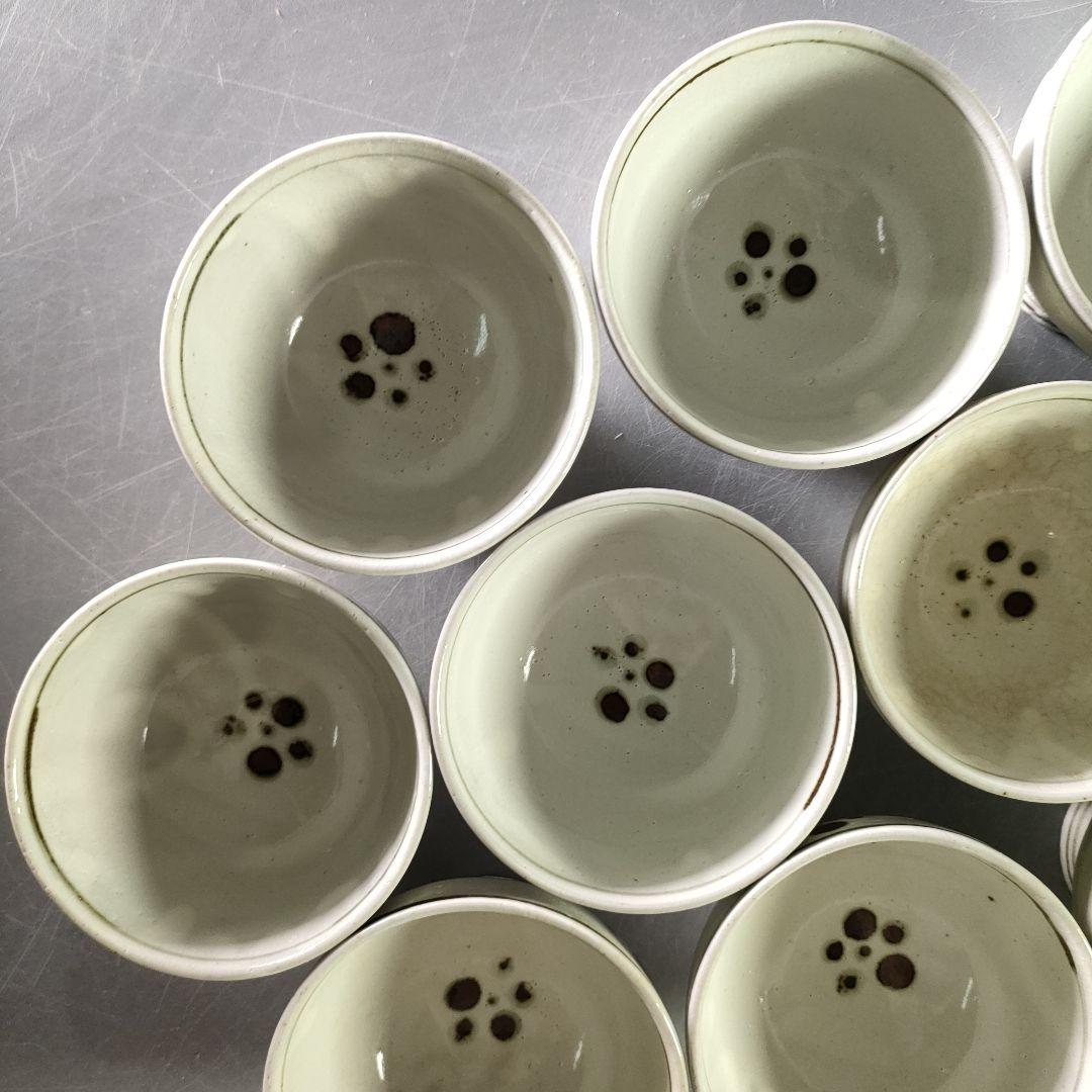 A923-4/水月窯/虎渓山 造/梅花文汲出碗10客/湯呑/小鉢/茶道具/