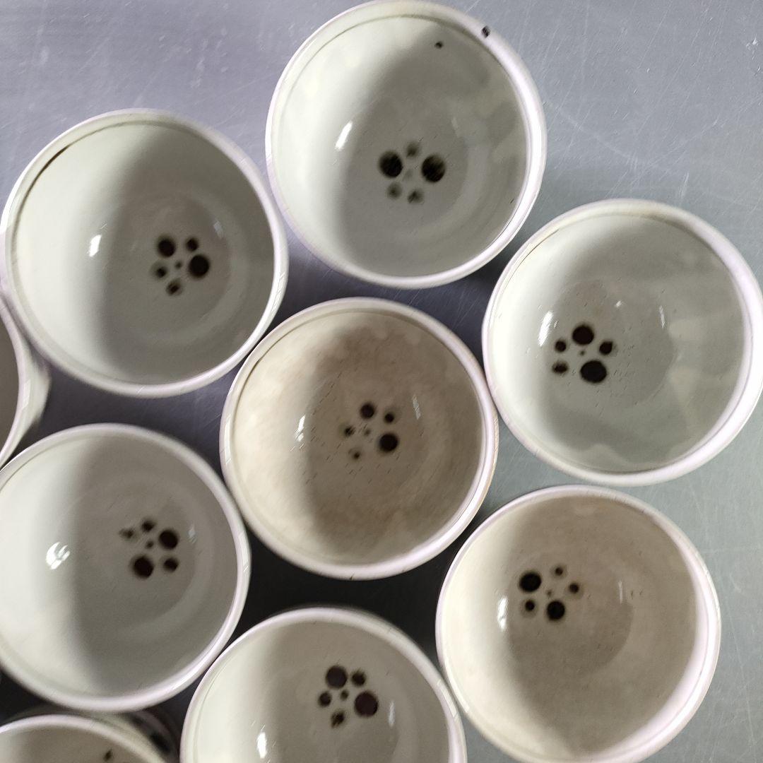 A923-4/水月窯/虎渓山 造/梅花文汲出碗10客/湯呑/小鉢/茶道具/