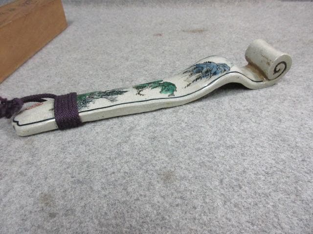 木米作山水図如意共箱 [B24873]