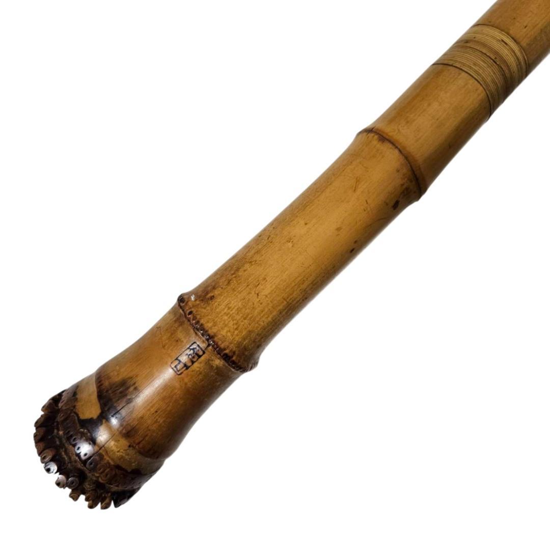 希少 尺八 琴古流 佐竹 1尺6寸 5孔 銘あり 2印 根竹 二分割 和楽器 竹