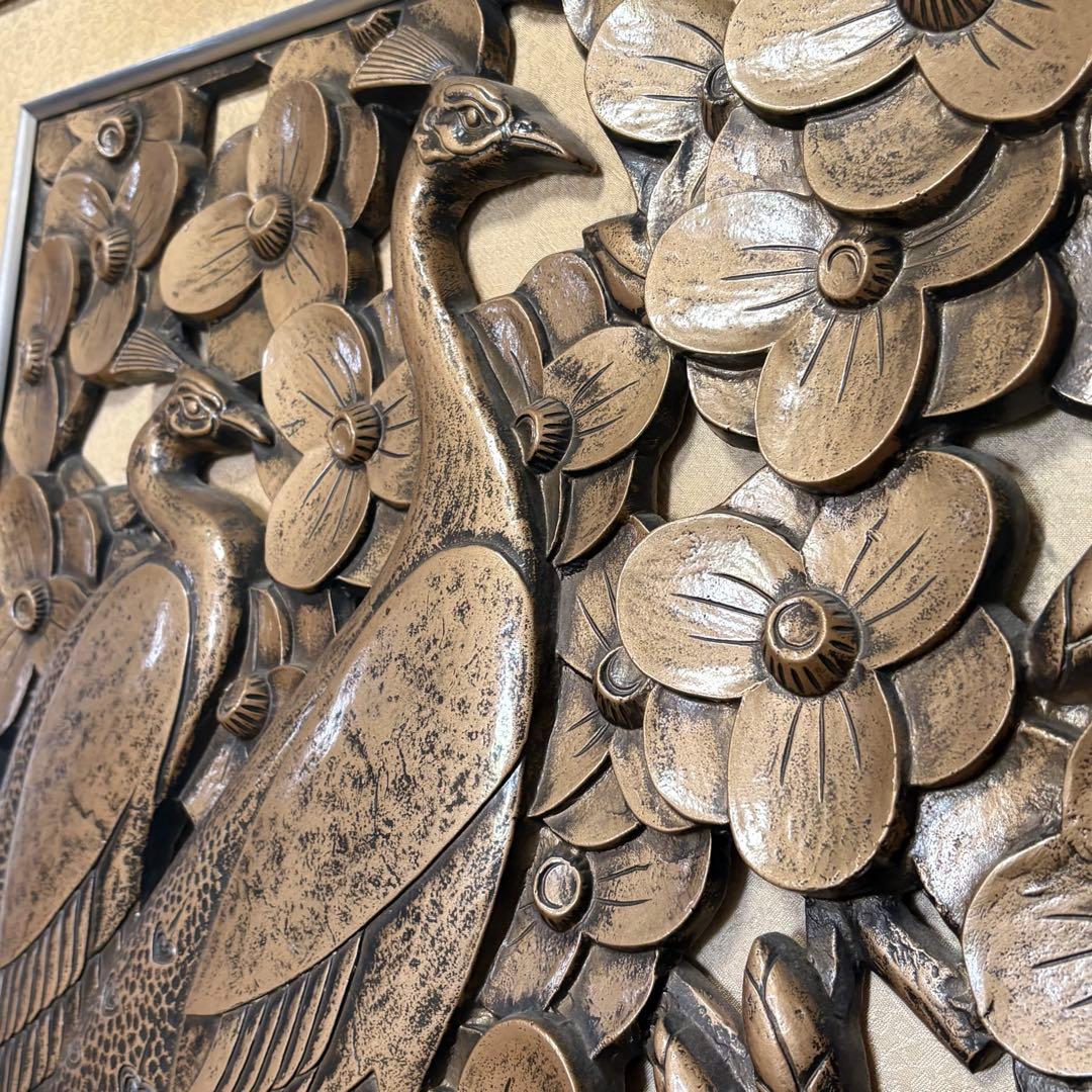 秀峰 秀峰刀 銅製　オブジェ 秀峰彫刻 アンティーク 銅 彫刻 孔雀